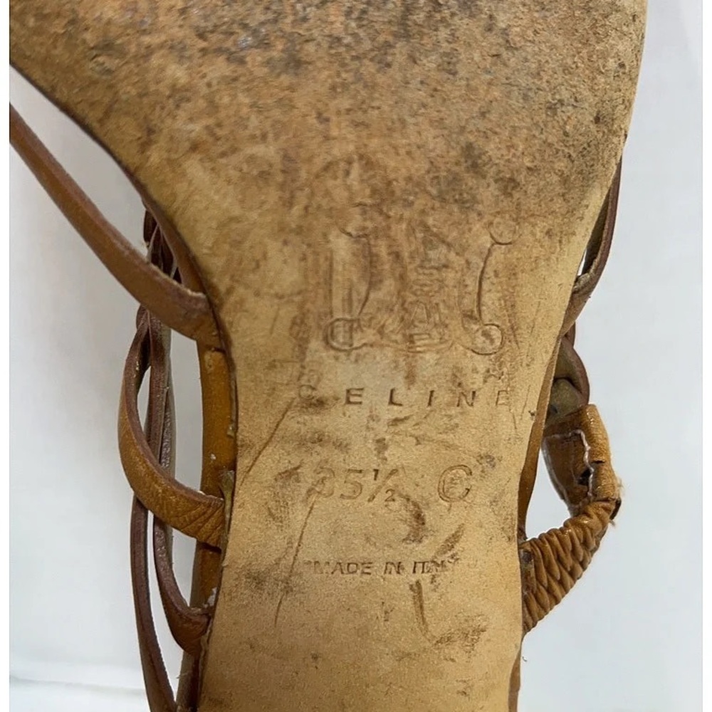 Vintage Celine Tan Braided Leather Sandals - Picture 6 of 11